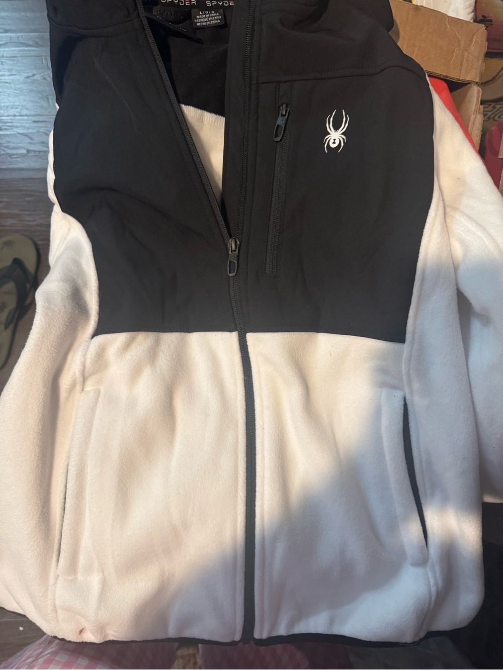 Spyder Black and White Colorblock Fleece Jacket